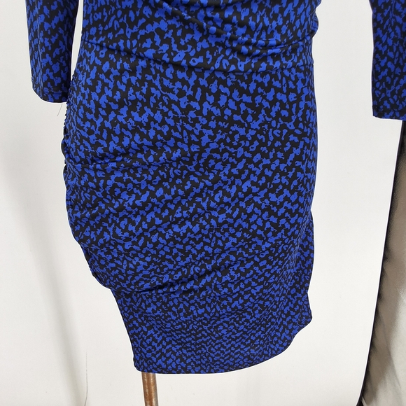 Jacob Medium Blue Geometric Long Sleeve Dress - Picture 3 of 6